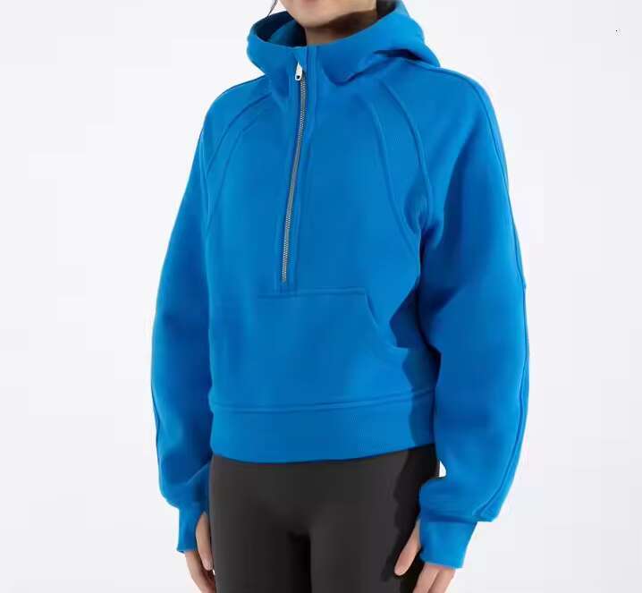 Custom Women's Semi-Zipper Long-Sleeved Sports High Quality Fashion Loose Casual Hoodie