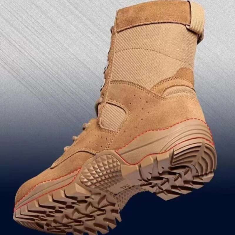 Summer Brown Tactical Combat Men's Ultra Light Mesh Breathable Zipper Work Training Boots Outdoor Climbing Hiking Shoes