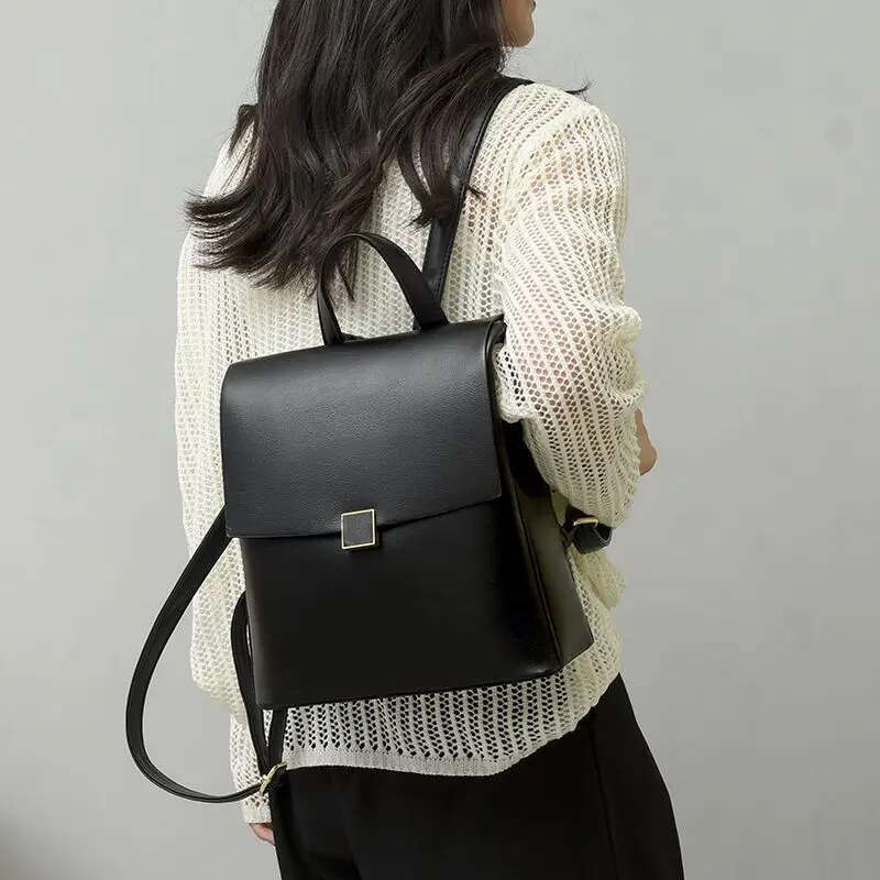 Women's Bags Design Quality Leather Women's Backpack Winter New Solid Color Ladies Anti Theft Travel Bagpack Student School Bag
