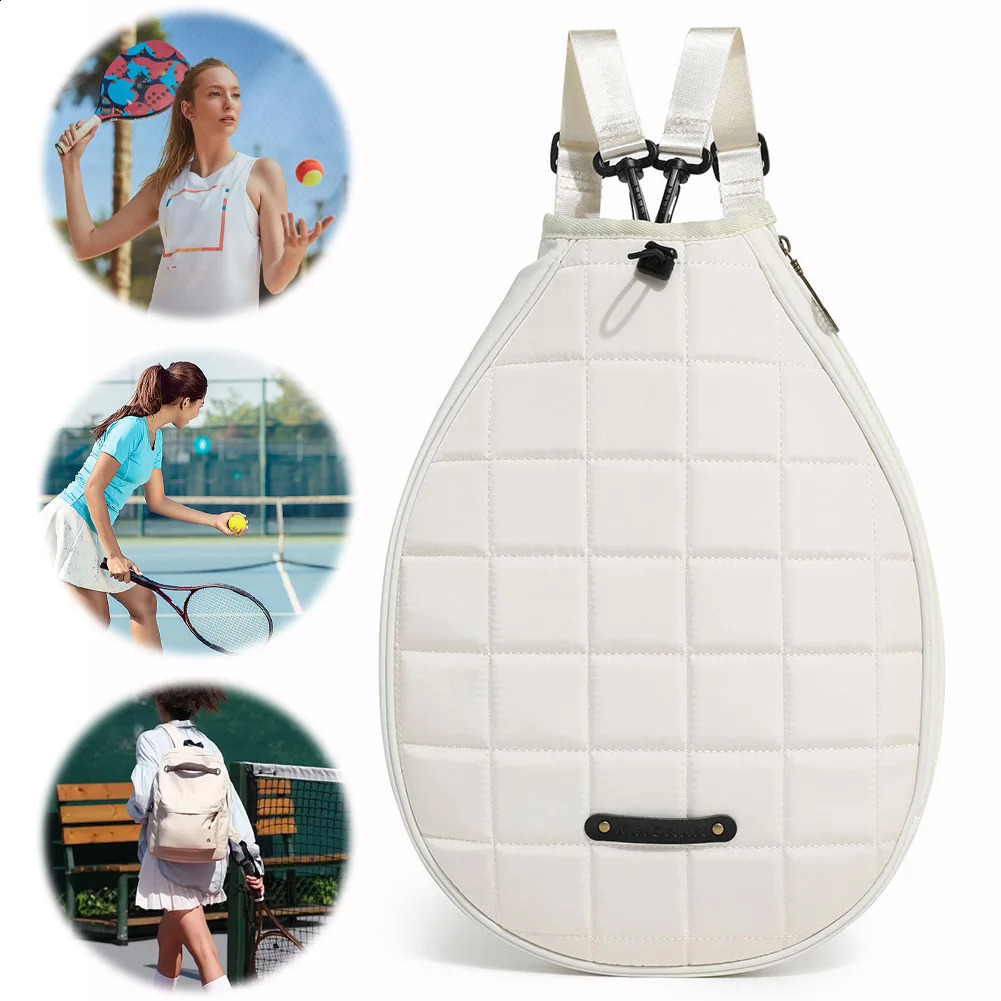 Ship from US Quilted Tennis Backpack Waterproof Racquet Crossbody Bag Zipper Closure Pickleball Paddles Shoulder for Women Men 250303FBB