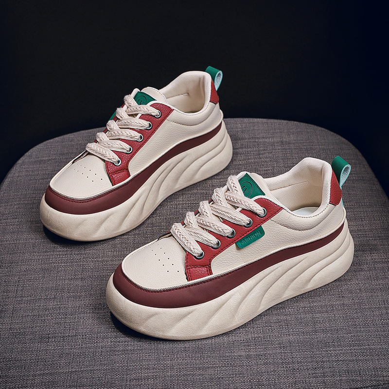 2025 Spring summer Designer s New White Shoes For Women s Outdoor Leisure Thick Soled Height Increasing Sports Board Casual Shoes