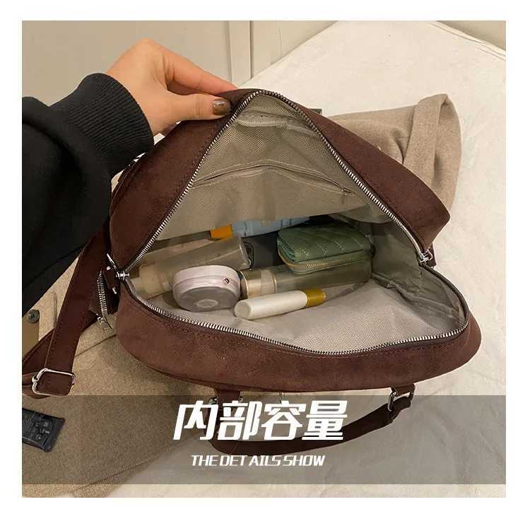 Brand Designer Faux Suede Womens backpack Retro Zipper Bucket School Bag Travel Bag 2024 Winter New Trending Y250303