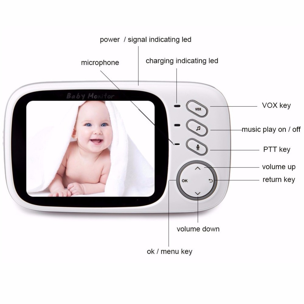 baby monitor baby caregiver baby monitor two way voice intercom and a 3 2 inch screen for easy monitoring