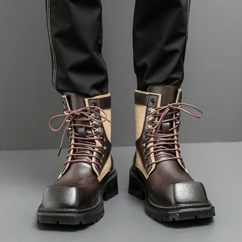 Golden Sapling Punk Style Mens Boots Fashion Leather Shoes Platform Shoes Casual Business Party Ankle Boots Mens Casual Shoes Z250303