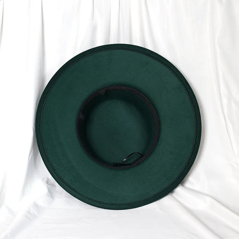 oversized edge flat top hat retro french felt hat outdoor sun hat womens big-brimmed fedora hat 250228