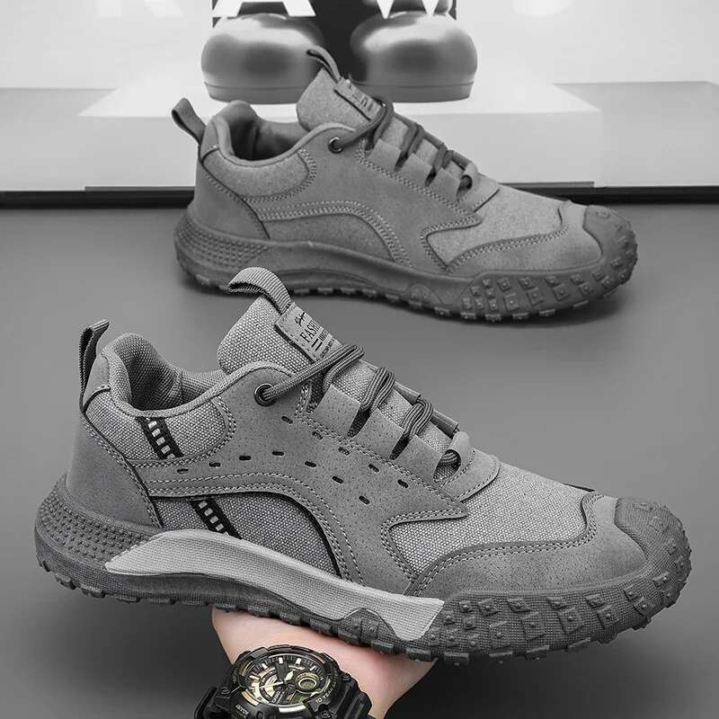 Men's Running Gray Jogging Casual Sports Shoes Outdoor Breathable Mesh Flat Bottom Light Shock-absorbing Tennis