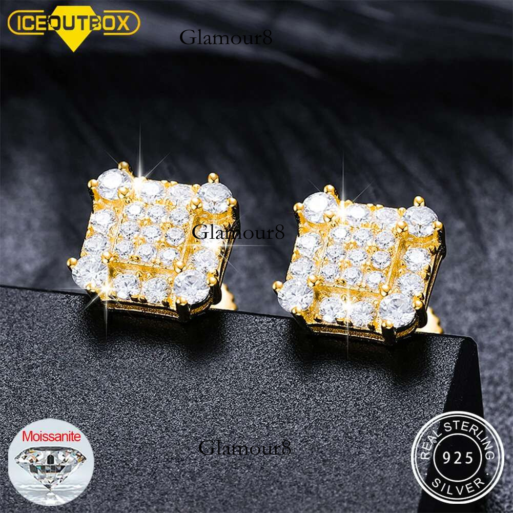 2023 Fashion Trendy Moissanite Square Stud Earring For Women Sterg Sier Wedding Cute Earing Party Wholesale Jewelry