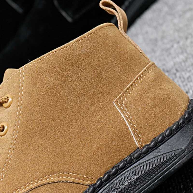 Mens shoes luxury suede mens Chelsea boots 2024 new comfortable lace ankle boots outdoor casual high-quality mens boots Z250303