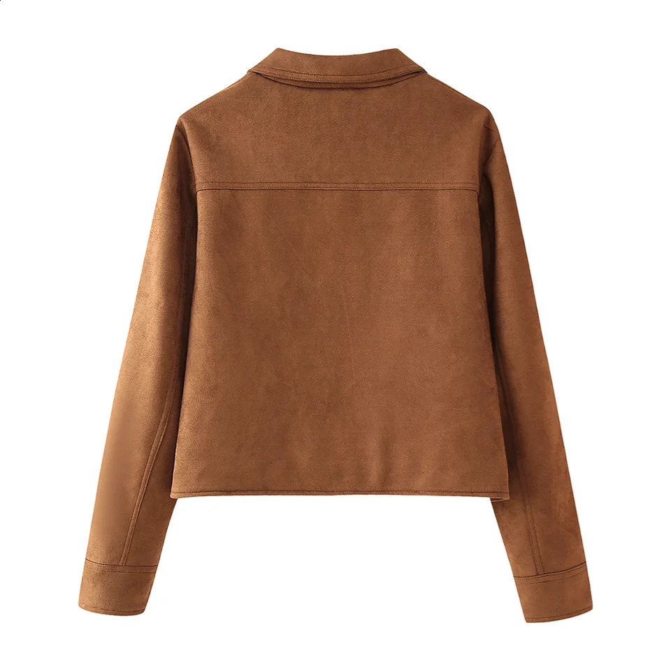 PB ZA autumn womens clothing style simple and highend slim fit short lapel suede jacket 250228