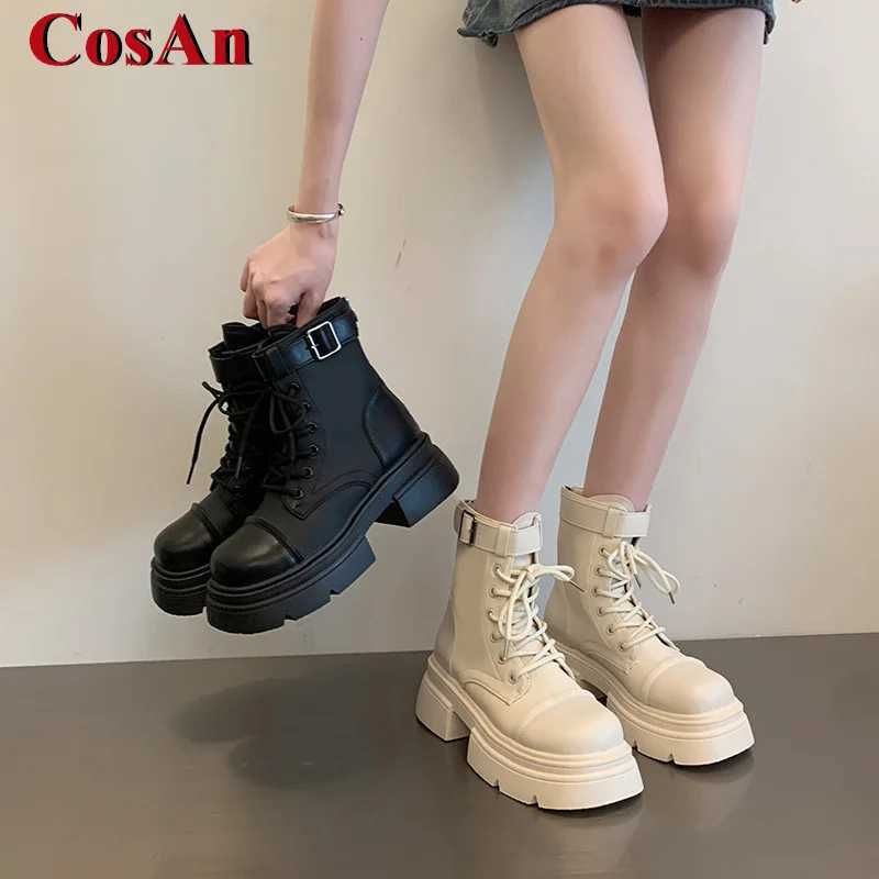 CosAn Boots Vintage Shoes Increase Flang Soft-Sold Daily Flat Base Cosplay Girl Female Woman New Spring Autumn Winter Z250303