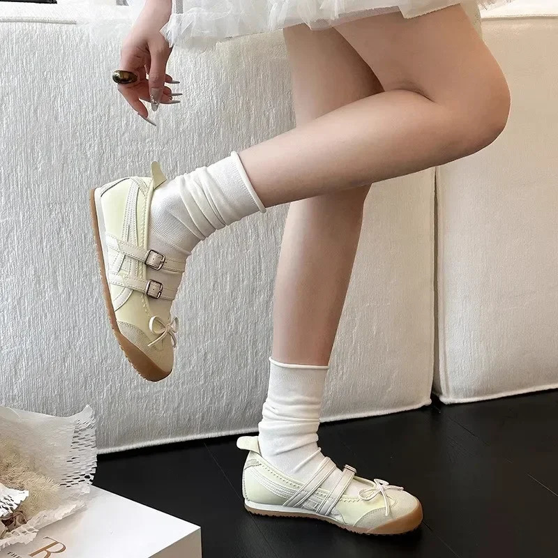 Womens Apartment Bow Ballet Dance Mary Jane Shoes Summer Autumn Girls Sandals Fashion Clothes er Casual Shallow Foot Clothes 250228