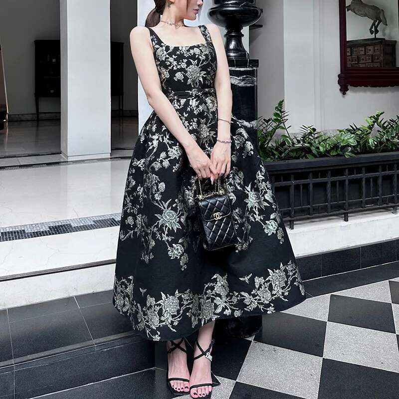 JAMERARY Embroidery Jacquard Long Dress Women Summer Autumn Straps Ral Sundress A E Midi Party Dresses Female Evening Prom