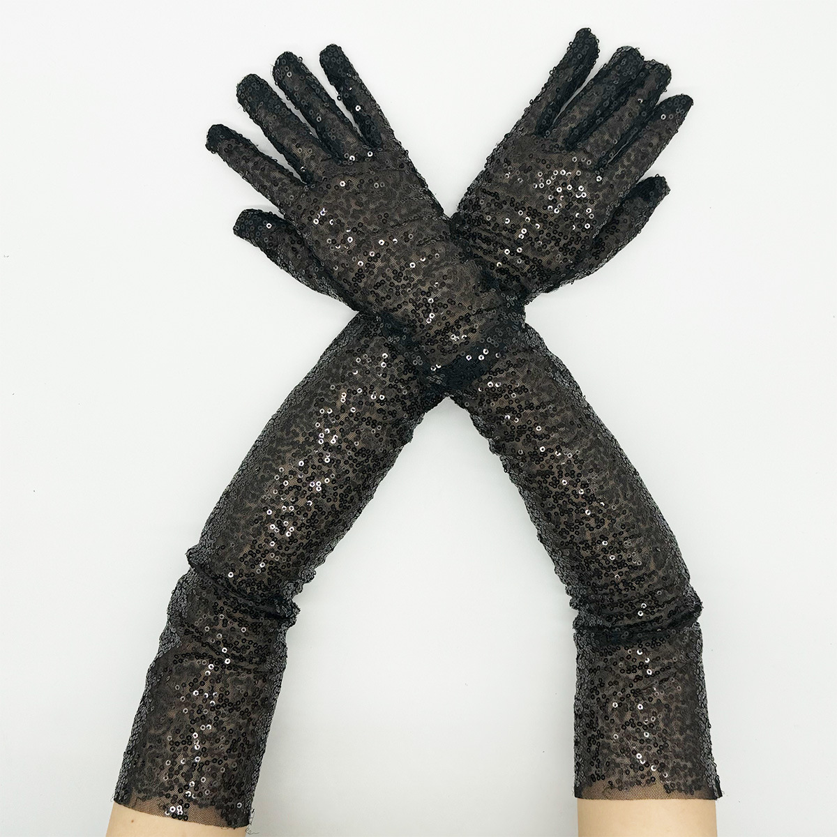 2025 Sequined Full Fiinger Bridal Gloves Above Elbow Length Prom Evening Party Gloves Elegant Sparkly Wedding Accessories