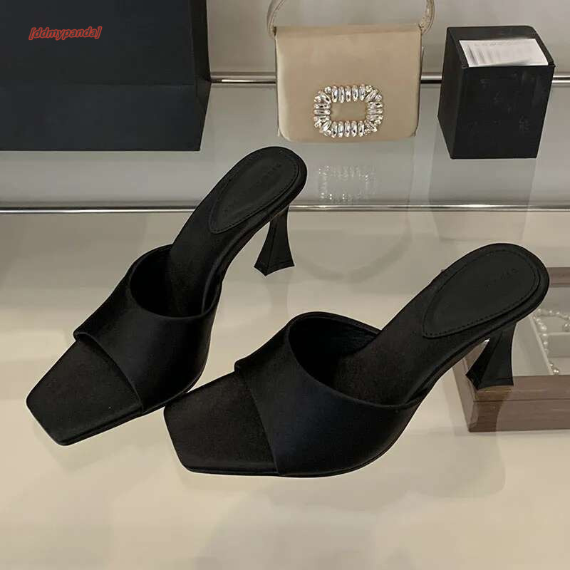 2025 New Female Slip On Footwear Square Toe Ladies Pumps Casual Fashion Silk Women High Heels Shoes #ddmypanda