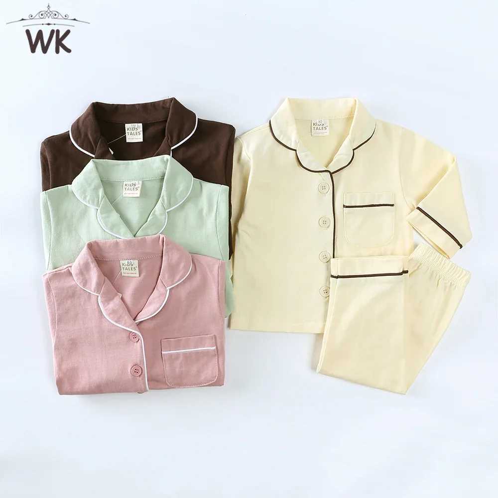 Toddler Baby Girls Boys Cotton Pajama Set Long Sleeve Kids 2Pieces Sleepwear Button-Down Nightwear Children Daily LoungewearT250303