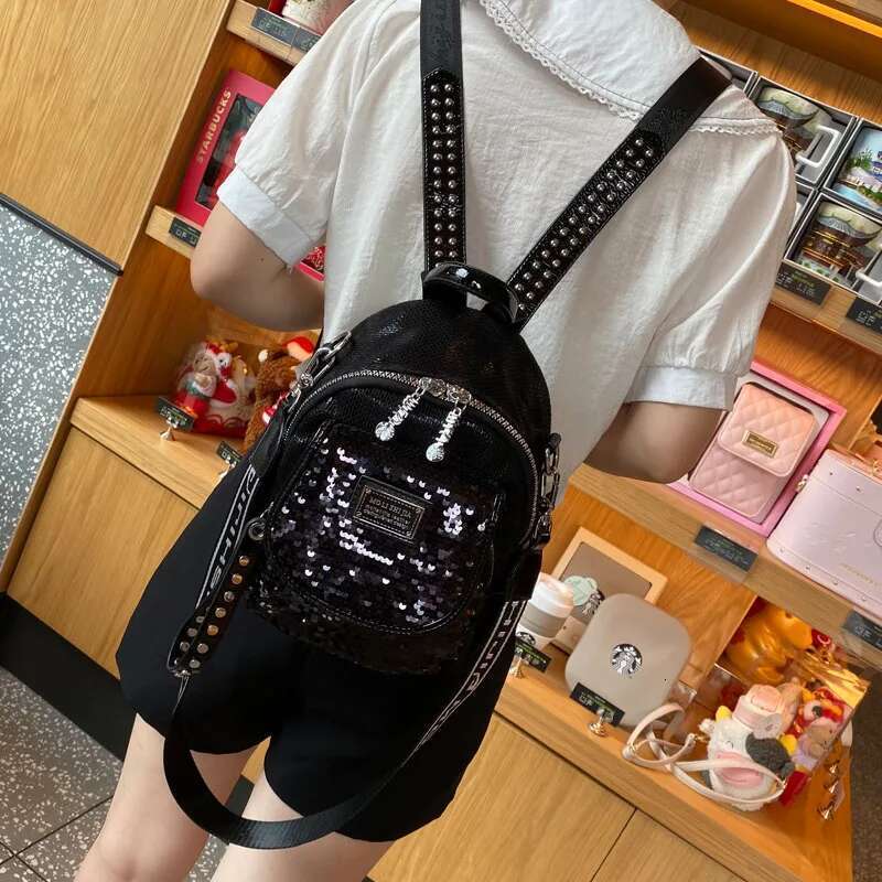 Women's Bags Ita Pack Sequines Women's Rivet Designer Mini Backpack Women Shoulder Bolsos Travel School Bag Mochila