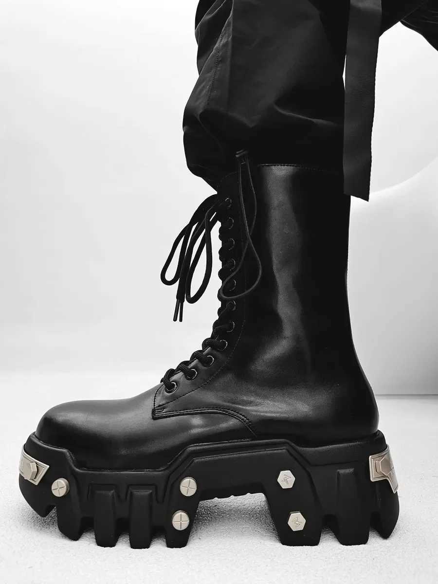 Owen Seak Men Motorcycle Boots Platform Leather Luxury Trainers High Top Sneakers Lace Up Autumn Black Designer Shoes Z250303