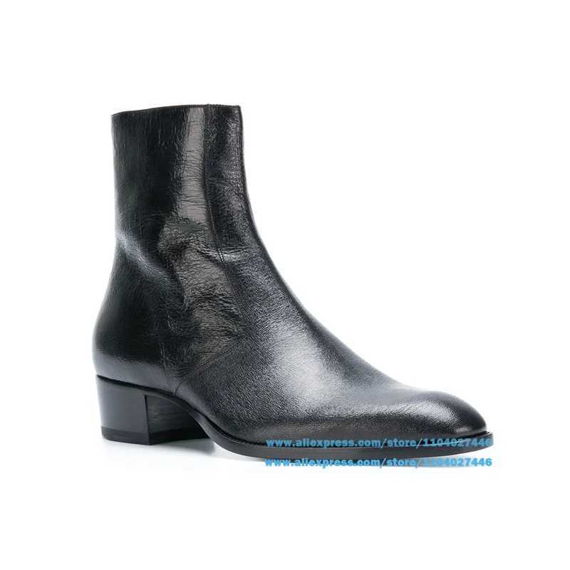 Chelsea Boots for Men Side Zippers High-Top Genuine Leather Ankle Booties Stylish Designer Pointy Toe Luxury 37-46 European Size Z250303