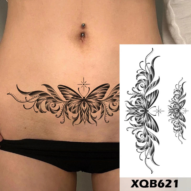 Long Lasting Butterfly Wolf Totem Black Waterproof Temporary Tattoo Body Art Arm Sticker for Women Men and Girl 250219