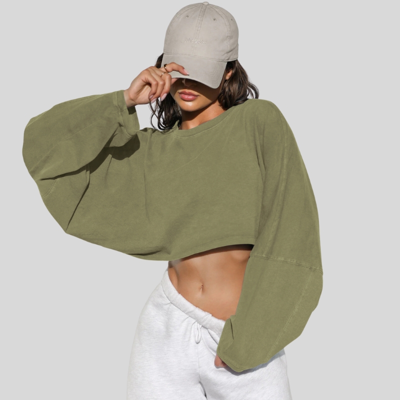 New open-button crew neck sweater European and American women's clothing short sports bottoming shirt T-shirt knitted sweater long-sleeved top