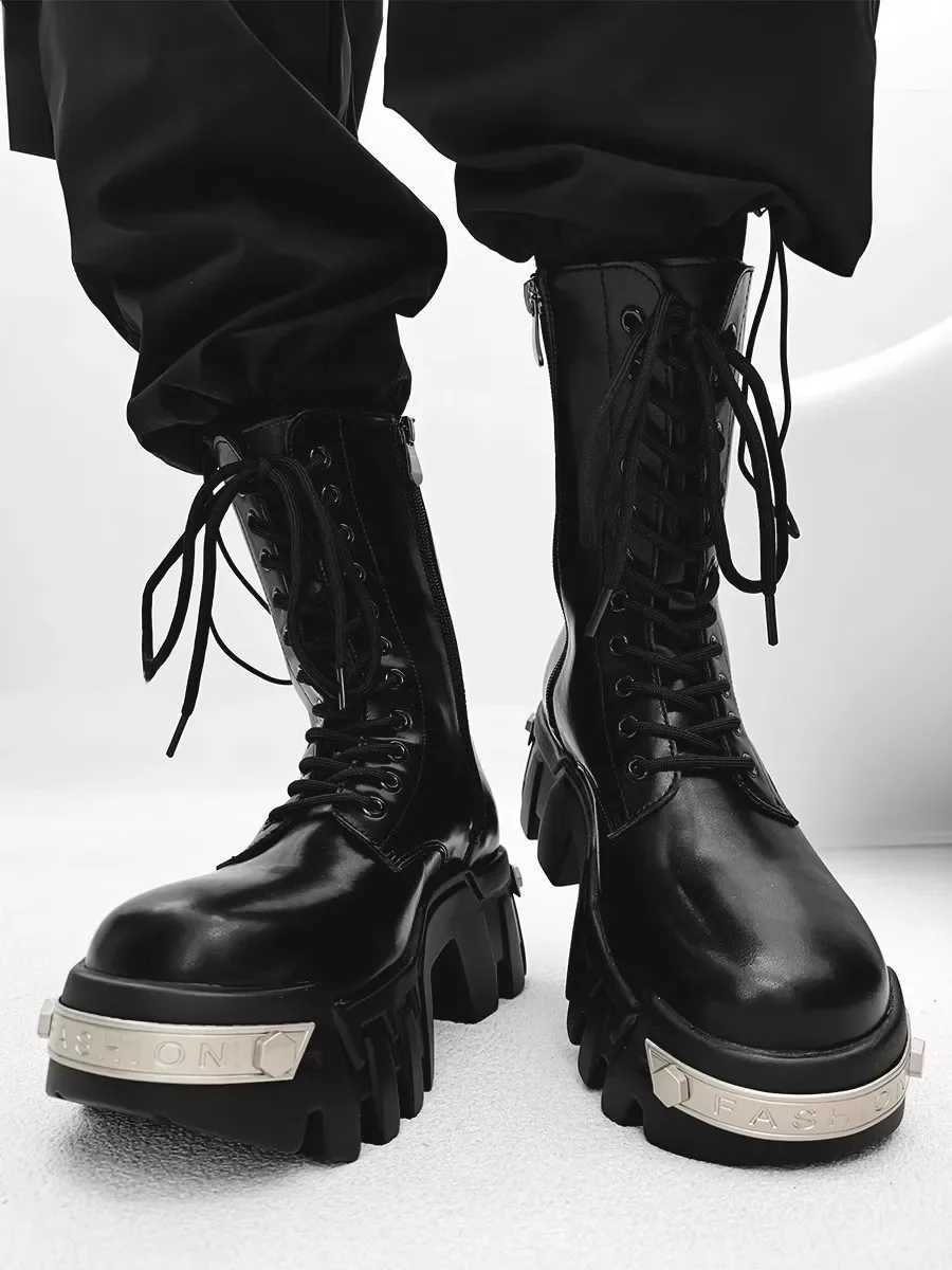Owen Seak Men Motorcycle Boots Platform Leather Luxury Trainers High Top Sneakers Lace Up Autumn Black Designer Shoes Z250303
