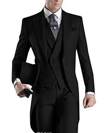 Grey Wedding Mens Tail Coat 3piece Groom Evening Dress Formal Promotion Set Clothing 250303