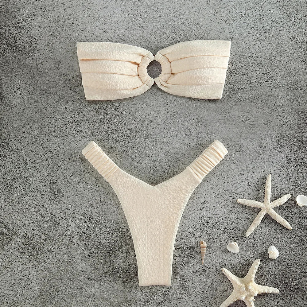 Micro Bikini Push Up Women Swimsuits 2024 Sexy Female Swimwear Brazilian Set Thong Solid Beachwear 250211