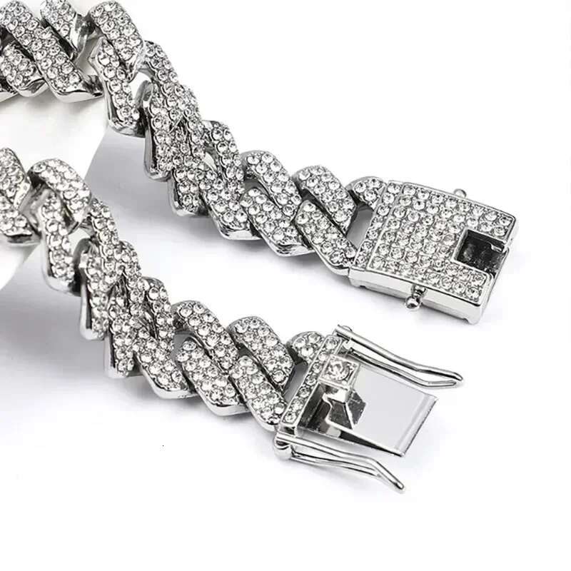 Hip hop shiny 13mm ladies Men Sier Serich Ice out Cuban chain Punk jewelry necklace gift