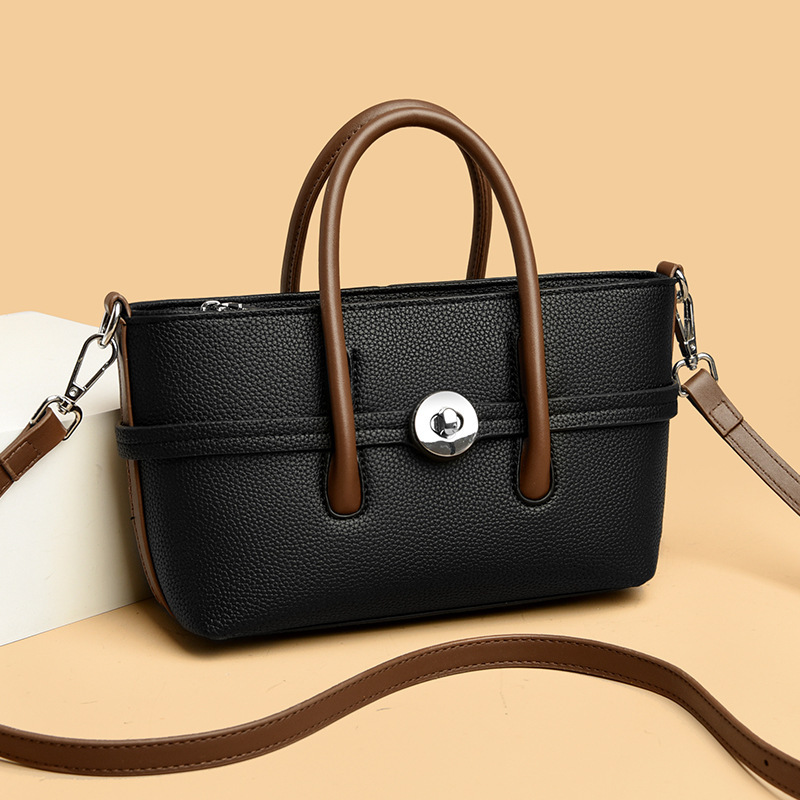 toteBag Shoulder bag ROSE NOIRE New Large Capacity Single Shoulder Diagonal Cross Hand-Held Simple Women's Lychee Pattern Bag