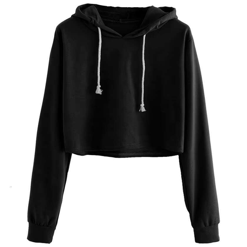 Fall New Solid Color Hooded Pullover Hoodie Woman