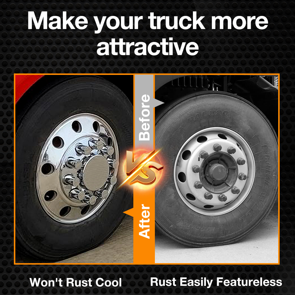 33mm by 3-1/2" Thread on Flat Top Cylinder Nut Cover Caps ABS Chrome Plastic Anti-Rust Screw-on Lug Nut Covers for Semi Trucks