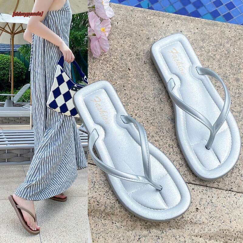 Women Shoes Flats Summer Flip ps Ladies Outdoor Simple Leisure Slippers In Black Sier Beach slippers atos Mujer #ddmypanda
