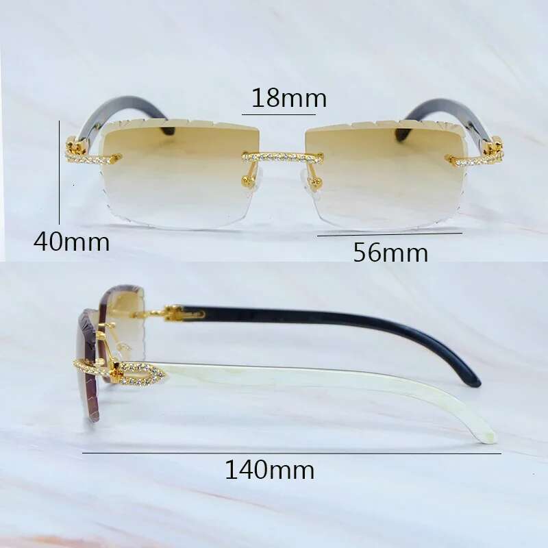 Moissanite Genuine Buffalo Sunglasses Dia Cut Natural Horn Desinger Sun Glasses Carter Mens Decoration 012