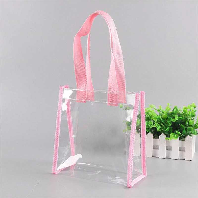 New Arrival Womens Lightweight Handle Waterproof Transparent Shopping Bag Shoulder Carrying Handbag T250303