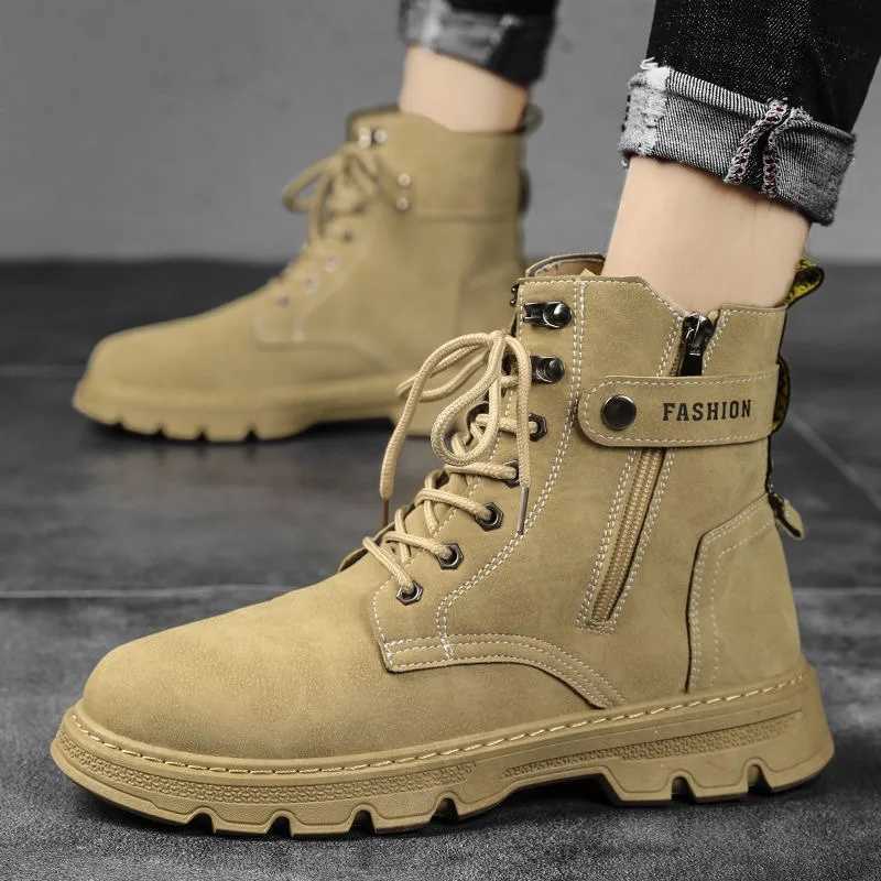 Luxury Mens Ankle Boots Autumn New Anti slip Desert Boots Outdoor Zipper Climbing Shoes Work Boots Botas Hombre Z250303