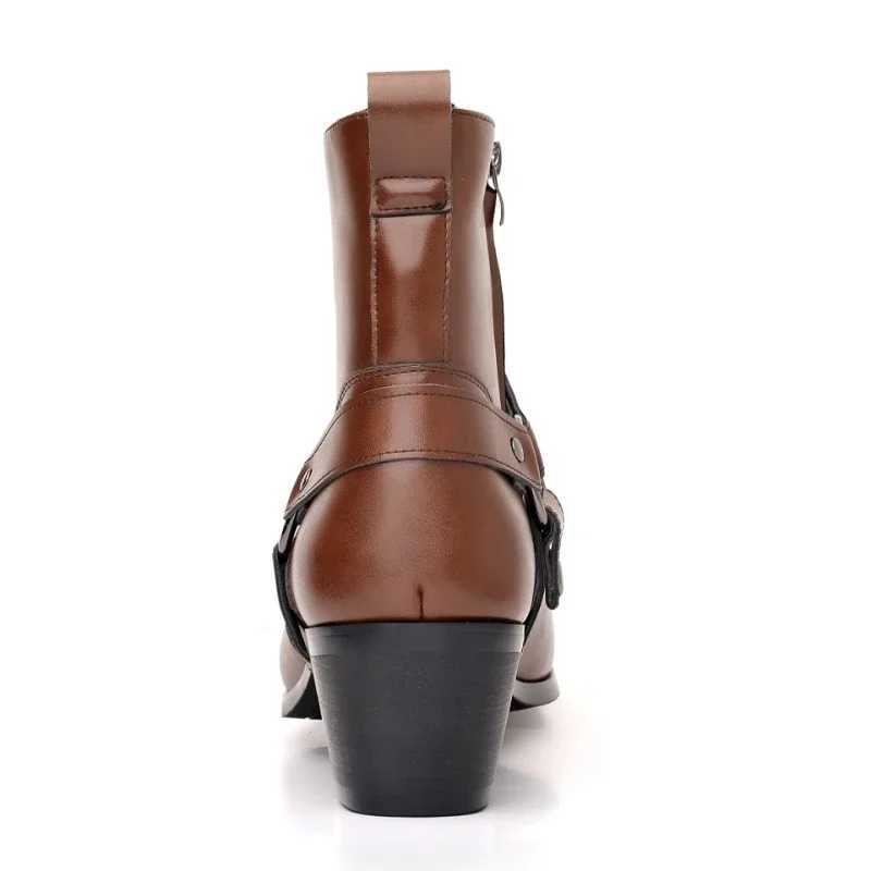 Mens Boots Fashion Designer Chelsea Boots Luxury High Quality Men Cowboy Boots Black Brown Zip Wedding Office Dress Shoes Male Z250303