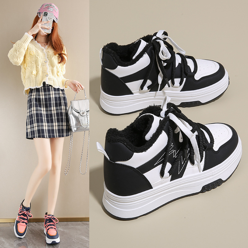 Designer s New Velvet High Top Fashionable Warm Patchwork Color Multifunctional Thick Sole With Velvet Sports Fashion Women s Shoes