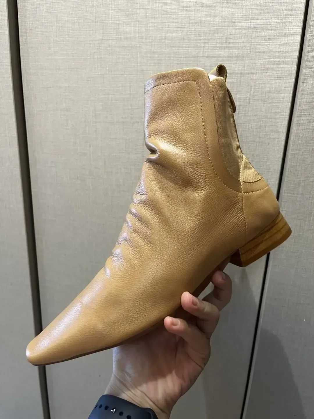 Birkuir Pointed Toe Ankle Boots for Women Elastic Band Genuine Leather Bottas Mujer Loafers Luxury Womens Soft Thick High Heels Z250303