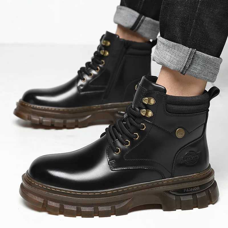 British leather platform mens boots fashion casual luxury work shoes mens autumn winter new designer foot mens boots Z250303