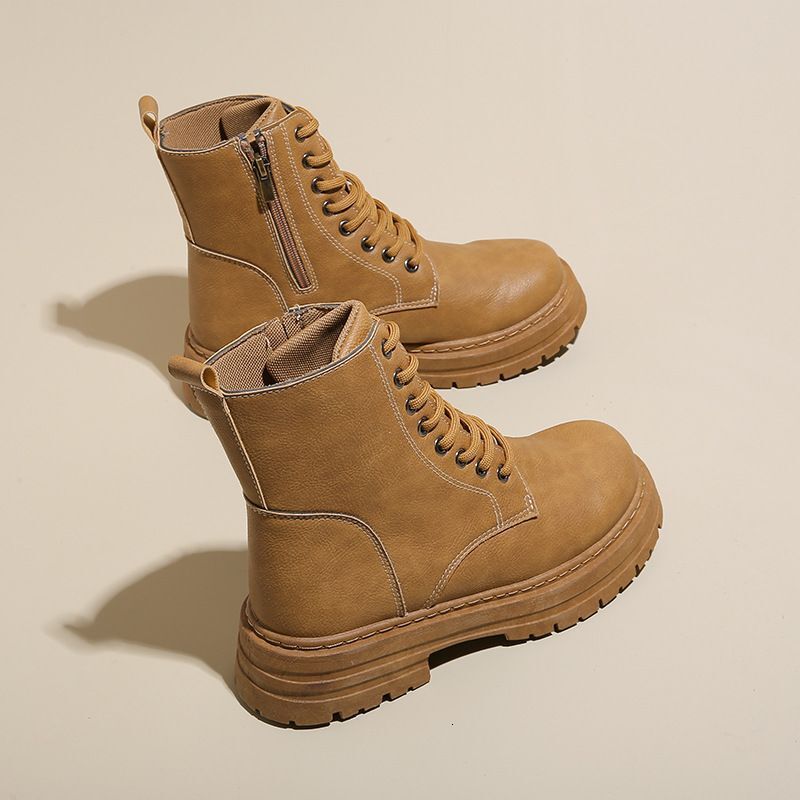 2025 Designer s New Fashion Martin Women s Autumn UK Thick Bottom Short Multi Functional Yellow Brown Black Spot Short Boots Casual Shoes