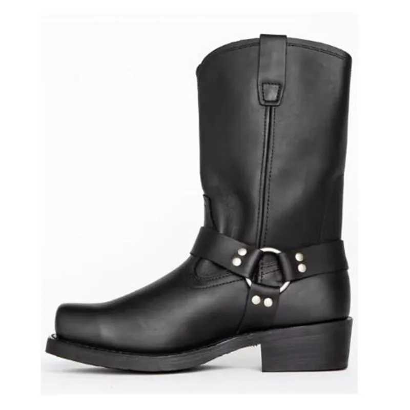 Luxury Cowboy Boots Men Mid Calf Western Boot Men Pu Leather Man Slip On Shoes Winter Knight Boots Booties Plus Size 39-48 Z250303