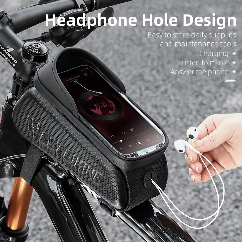 Ship from US WEST BIKING Bicycle Top Tube Bag Touch Screen Phone Waterproof EVA Road Bike Cycling Tool Holder MTB Accessories 250228FBB