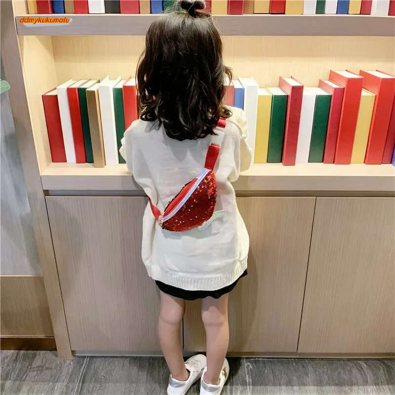Fashion Kids Sequin Fanny for Girl 2022 Summer Coin Purse Small Belt Bag Shiny Mermaid Waist Pack Children Beach Bags #ddmykukumalu
