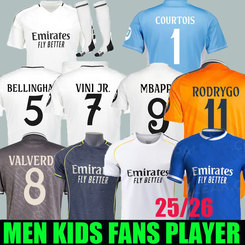 24 25 26 MBAPPE BELLINGHAM VINI JR soccer jerseys real final valverde CARVAJAL 2024 2025 2026 football shirt 4th CAMAVINGA Camisetas MaDrIdS men kids kit ENDRICK