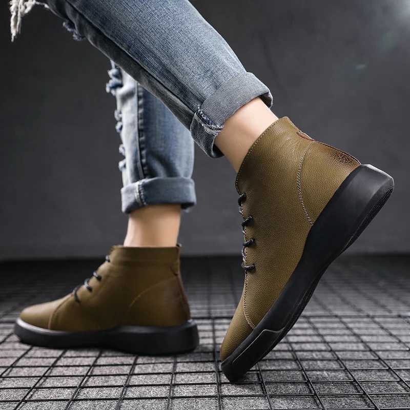 Winter Mens Luxury Brand Ankle Boot Outdoor Soft Sold Hiking Shoes Desert Boots Plush Lace Up Leather Fashionable Denim Boots Z250303