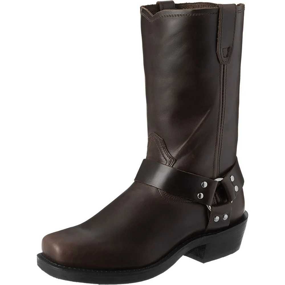 Size 39-48 Luxury Cowboy Boots Men Mid Calf Western Boot Men Pu Leather Man Slip On Shoes Winter Knight Boots Booties Z250303