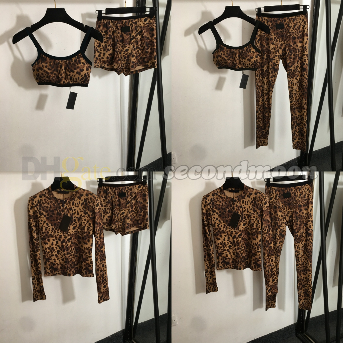 Women Sport Outfit Designer Leopard Print Tracksuit Elastic Fabric Leggings Summer Breathable Yoga Outfits