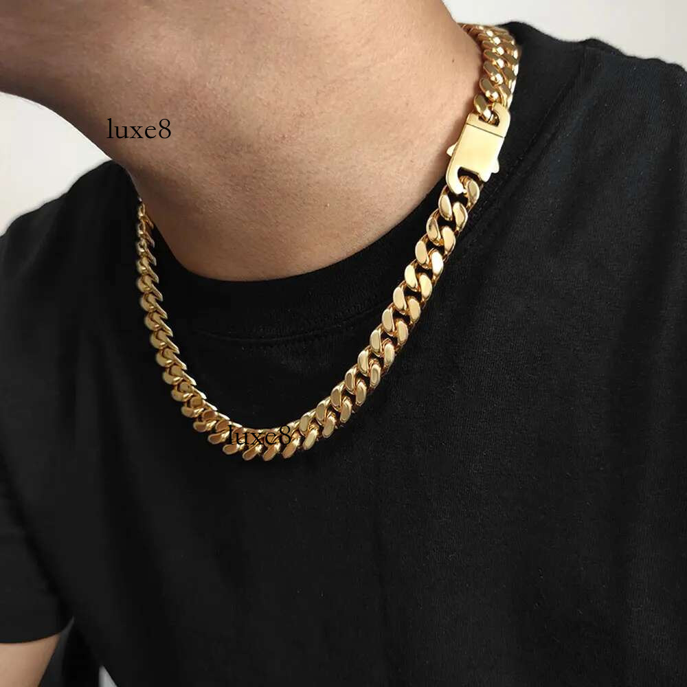 Nuoya Hip Hop Jewelry Stainless Steel Flat 4 Side Curb Cuban k Chain Necklace For Men Drop Shipping