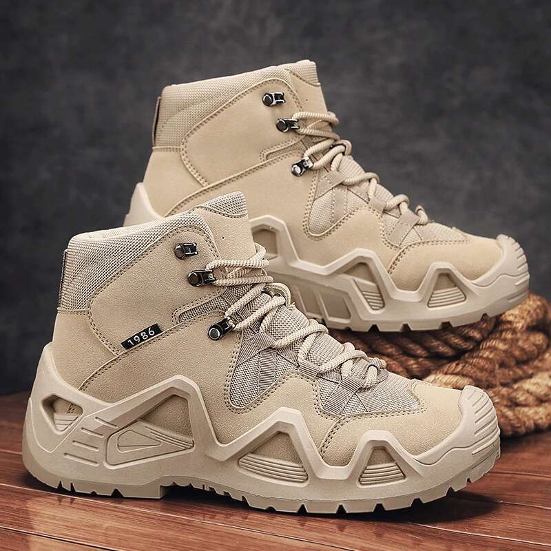 Men's Outdoor Hiking Anti Slip Training Work Green Thick Soled Sports Shoes 2025 New Autumn and Winter Boots