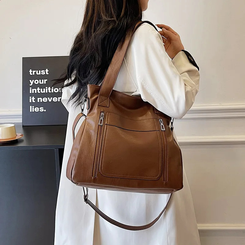 Ship from US Womens PU Leather Tote Bag Large Capacity Work Handbag Stylish Practical for Daily Use 250228FBB